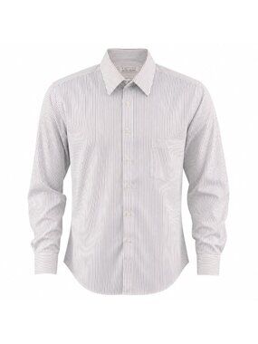 Van Heusen Editions Men's Dress Shirt 15.5 32/33 White Blue Stripe Button Up